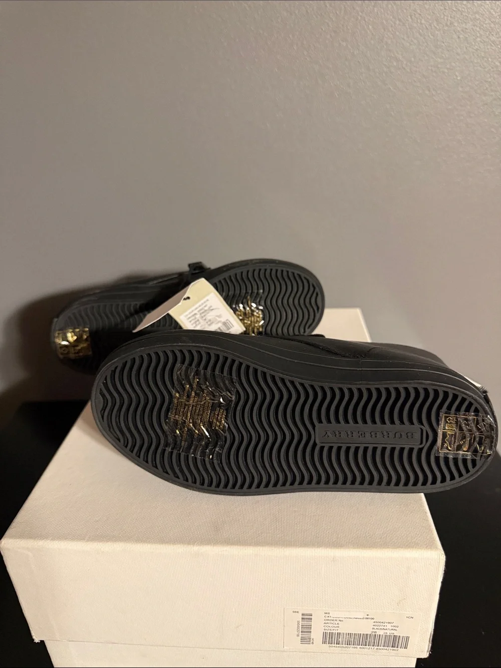 Burberry Black Kids Leather Lace-Up Shoes